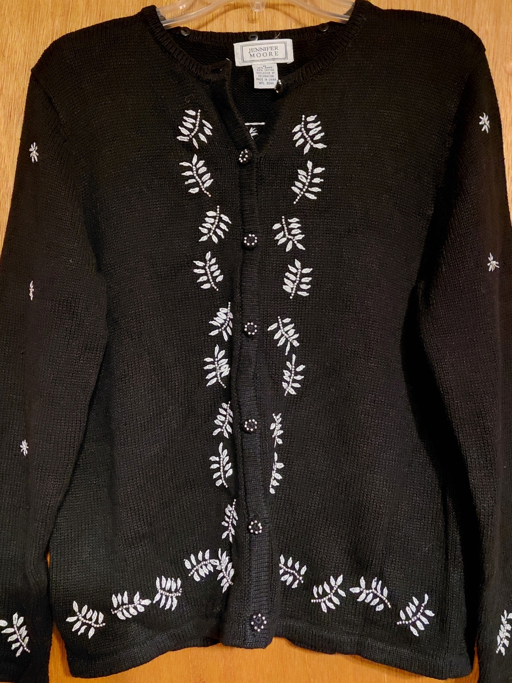Jennifer Moore Black Embroidered Cardigan Sweater